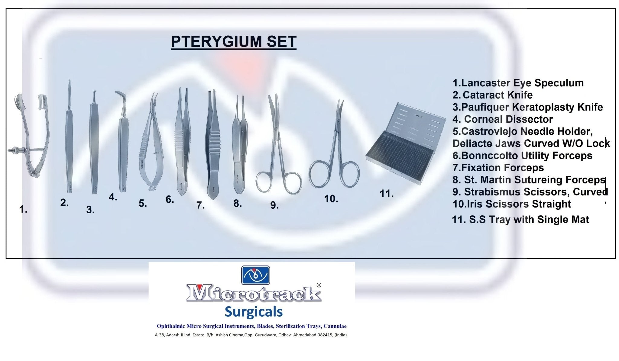 Microtrack Ptergium Instruments Set - Global Surgicals