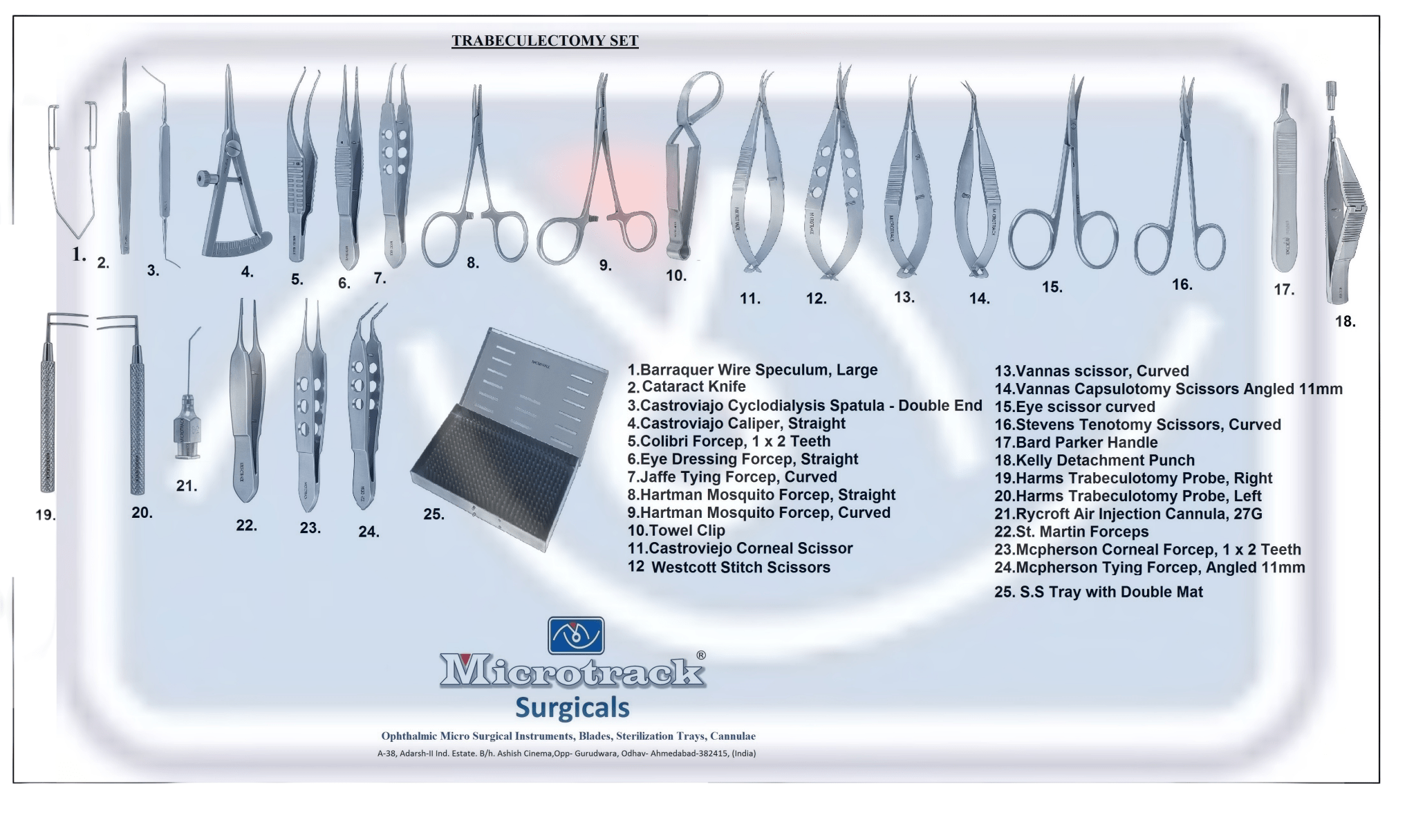 Microtrack Trabeculectomy Surgical Instruments Set - Global Surgicals