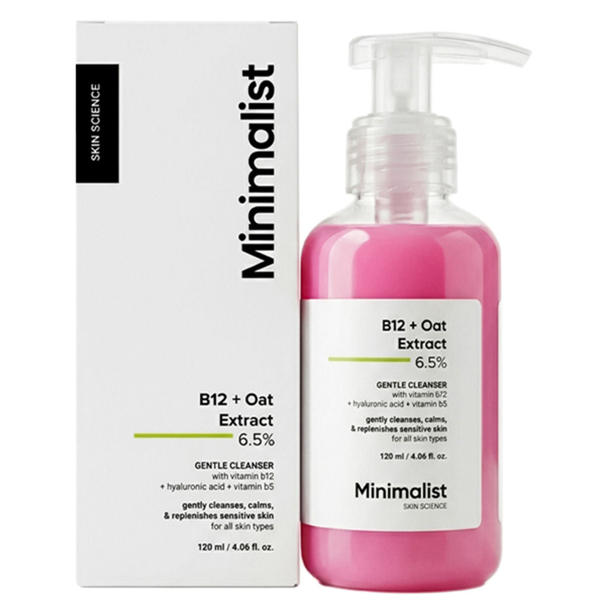 Minimalist 6.5% B12+Oat Extract Gentle Cleanser, 120 ml