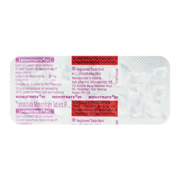 Monotrate 20mg Tablet 10'S - Global Surgicals