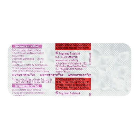 Monotrate 20mg Tablet 10'S - Global Surgicals