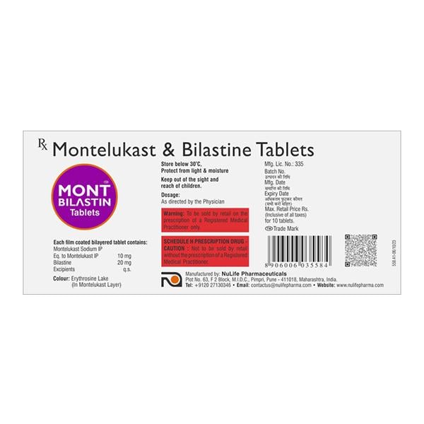 MONT BILASTIN Tablet 10's - Global Surgicals