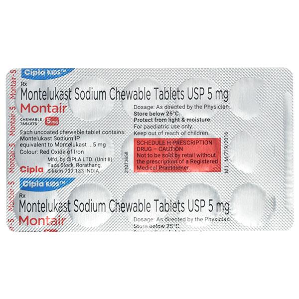 Montair 5mg Chewable Tablet 15'S - Global Surgicals