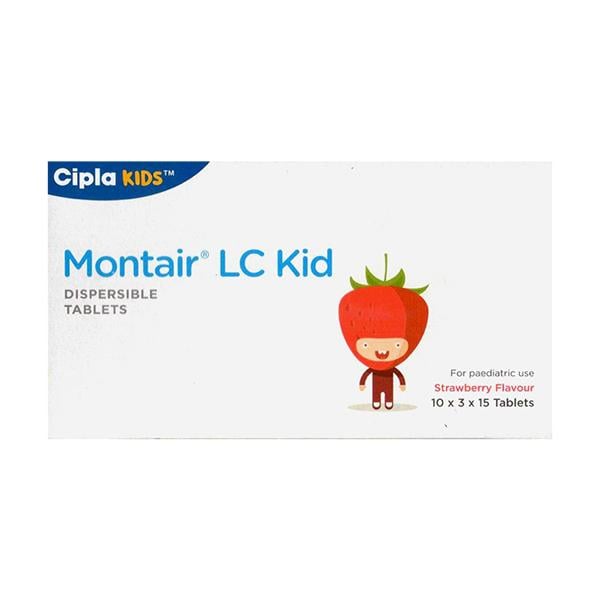 MONTAIR LC KID STRAWBERRY FLAVOUR Dispersible Tablet 15's - Global Surgicals
