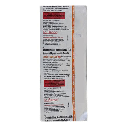 Montegress Xl Tablet 10's - Global Surgicals