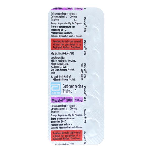 Mazetol 200mg Tablet 10'S