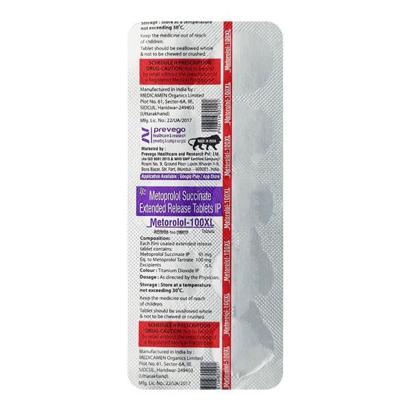 METOROLOL XL 100 Tablet 10's