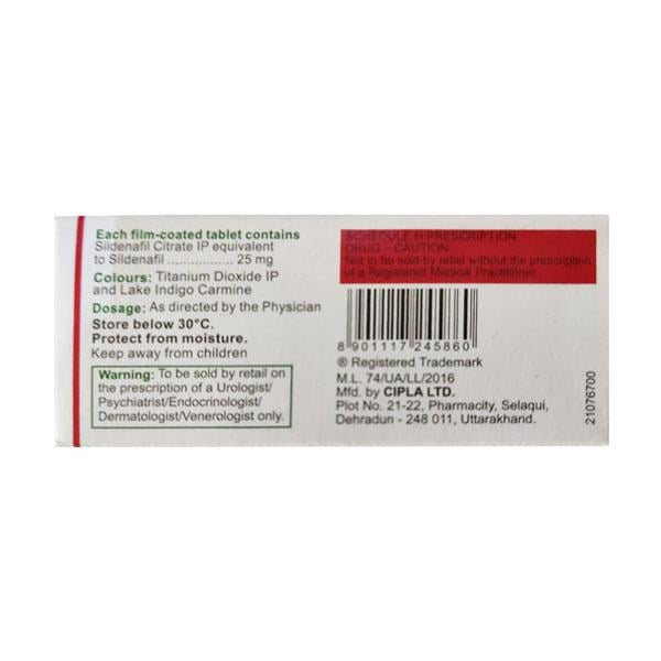 Suhagra 25mg Tablet 4'S