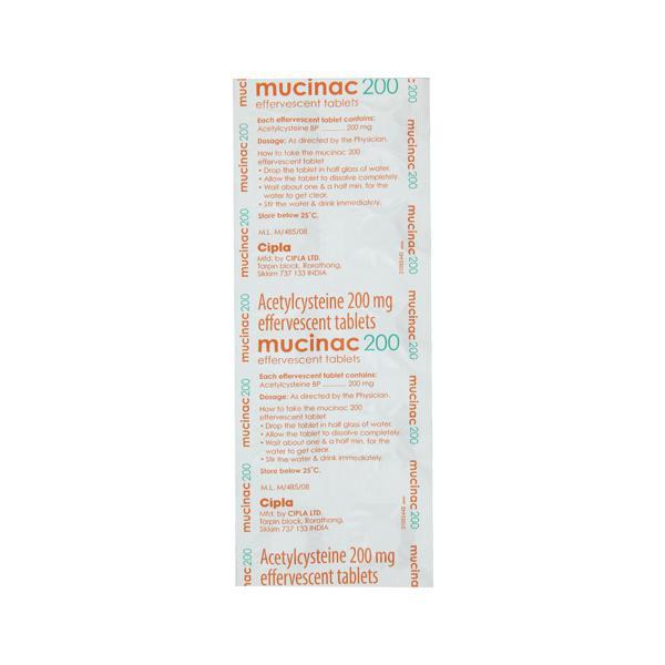 Mucinac 200mg Effervescent Tablet 10'S - Global Surgicals