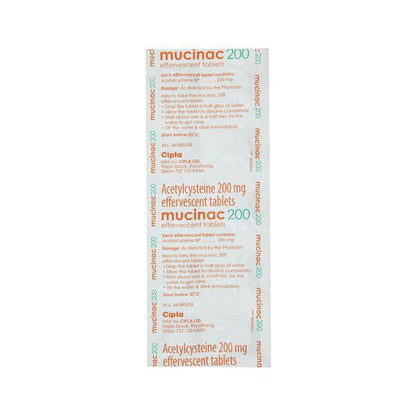 Mucinac 200mg Effervescent Tablet 10'S - Global Surgicals