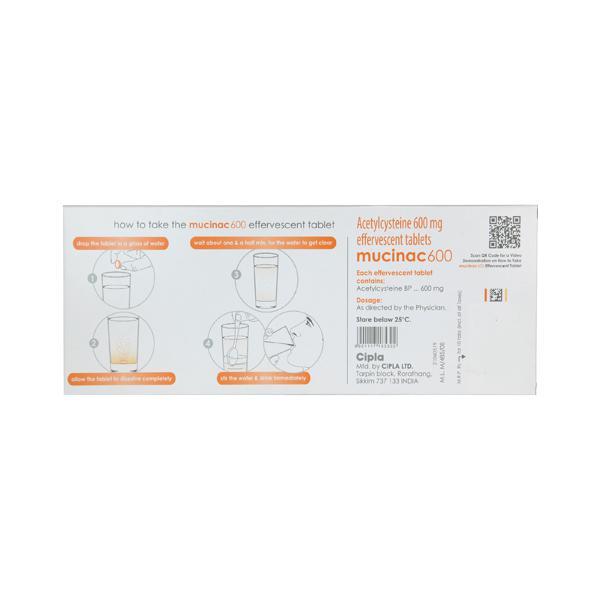 Mucinac 600mg Sugar Free Orange Flavour Effervescent Tablet 10'S - Global Surgicals