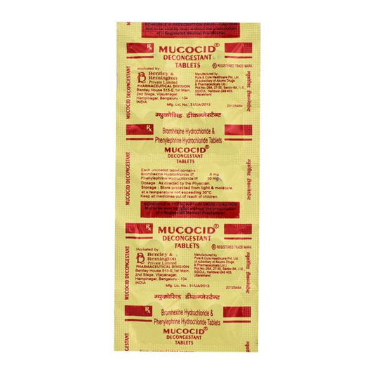 MUCOCID DECONGESTANT Tablet 10's - Global Surgicals