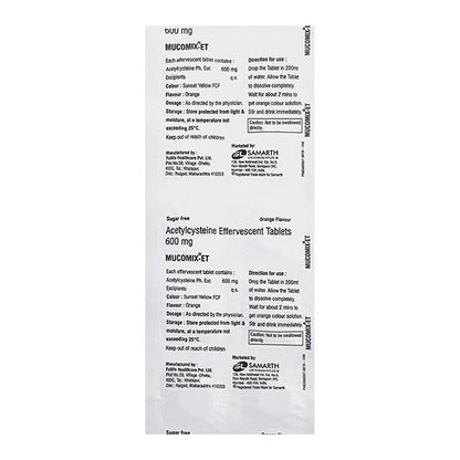 Mucomix ET Sugar Free Orange Flavour Effervescent Tablet 10's - Global Surgicals