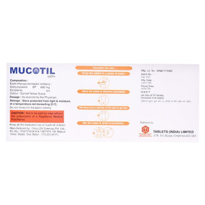MUCOTIL Effervescent Tablet 10's - Global Surgicals