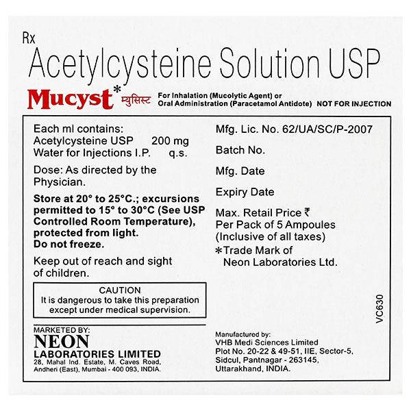 MUCYST 20% Solution 5ml - Global Surgicals