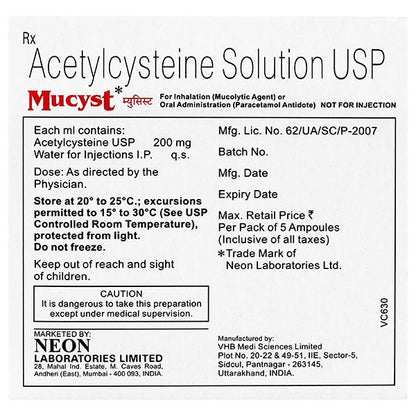 MUCYST 20% Solution 5ml - Global Surgicals
