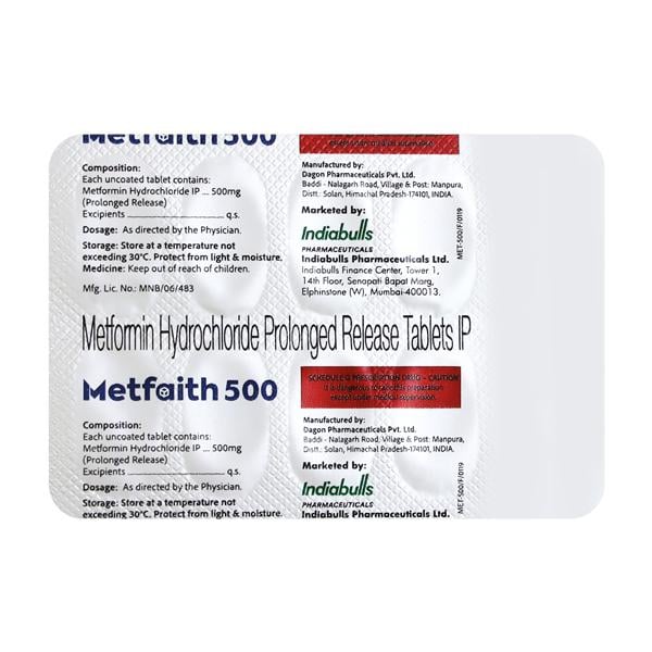 METFAITH 500mg Tablet 10's