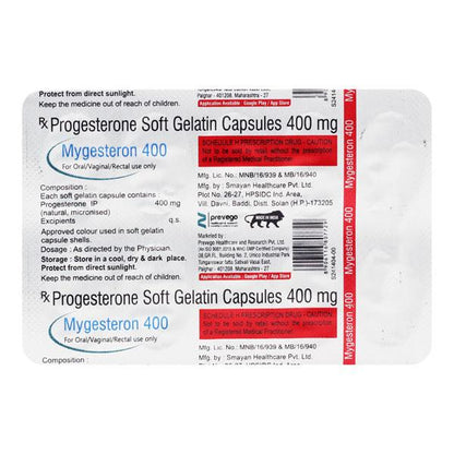 MYGESTERON 400 Capsule 10's - Global Surgicals