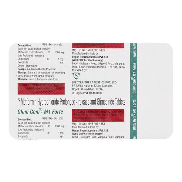 GLIMIGEM M FORTE 1/1000mg Tablet 10's