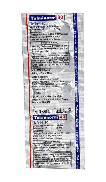 Telminorm 80mg Tablet 10'S