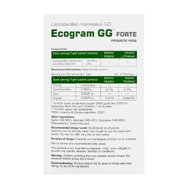 ECOGRAM GG FORTE LACTOSE & GLUTEN FREE NATURAL VANILLA FLAVOUR Sachet 1g