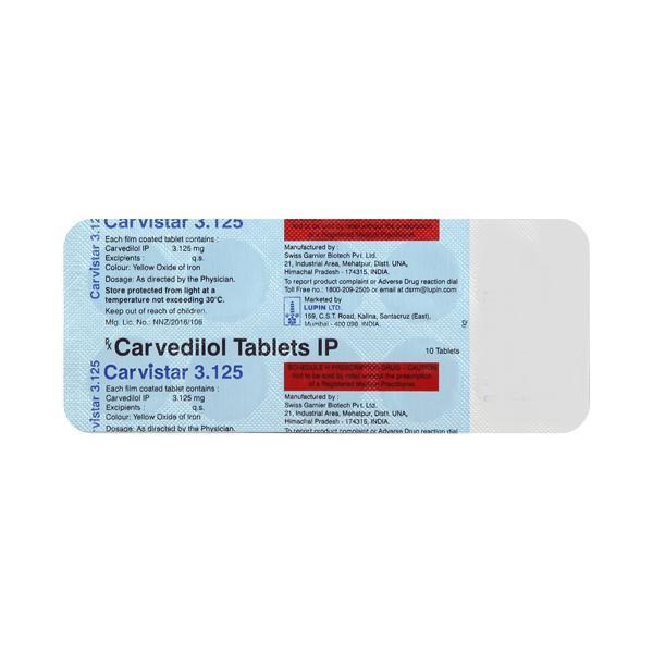 Carvistar 3.125mg Tablet 10'S