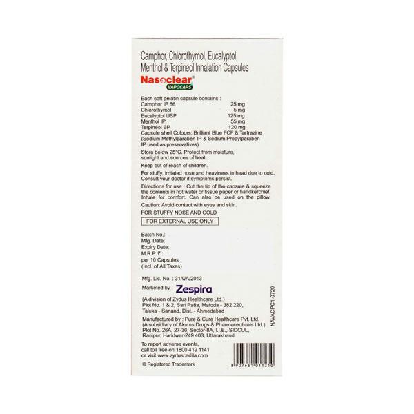 NASOCLEAR Vapocap 10's