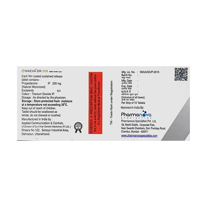 NAEVA SR 200mg Tablet 10's - Global Surgicals