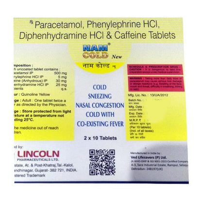 NAM Cold New Tablet 10'S - Global Surgicals