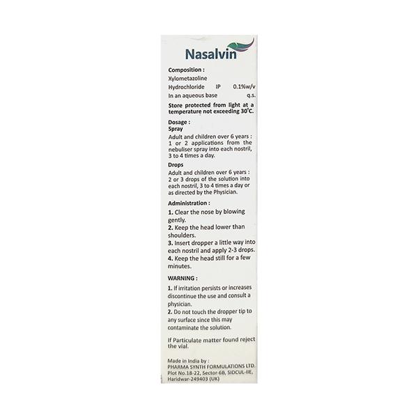 NASALVIN ADULT Nasal Drops 10ml - Global Surgicals