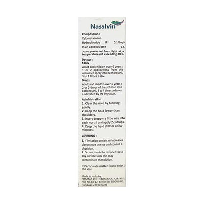 NASALVIN ADULT Nasal Drops 10ml - Global Surgicals