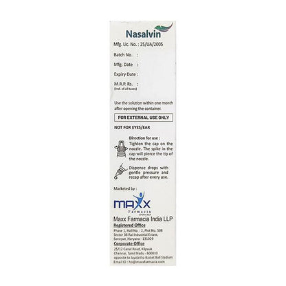NASALVIN ADULT Nasal Drops 10ml - Global Surgicals