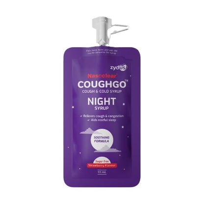 NASOCLEAR COUGHGO DAY + NIGHT SUGAR FREE STRAWBERRY FLAVOUR Syrup 3X10ml - Global Surgicals