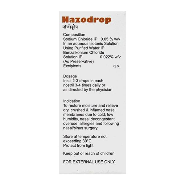 Nazodrop Nasal Drops 10ml - Global Surgicals