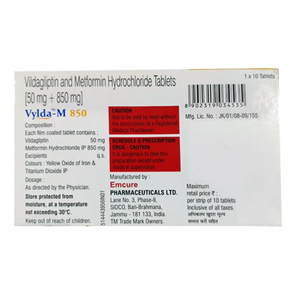VYLDA M 850mg Tablet 10's