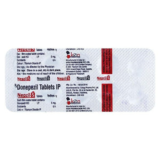 NEPZIL 5 Tablet 10's - Global Surgicals