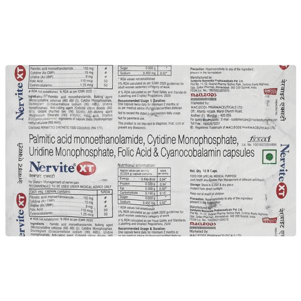NERVITE XT Capsule 10's - Global Surgicals