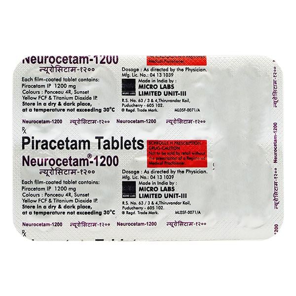 Neurocetam 1200mg Tablet 10'S - Global Surgicals