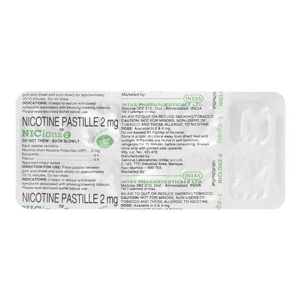 Niclonz 2 Sugar Free Mint Flavor Pastille 10'S - Global Surgicals