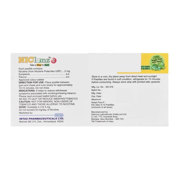Niclonz 2 Sugar Free Mint Flavor Pastille 10'S - Global Surgicals