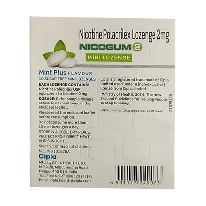 NICOGUM 2 MINT PLUS FLAVOUR Mini Lozenge 10's (N) - Global Surgicals