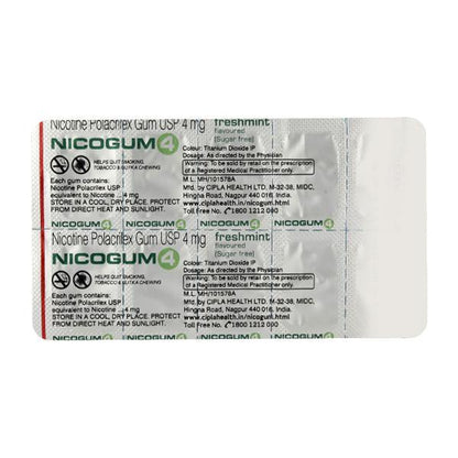Nicogum 4 Sugar Free Freshmint Flavoured Chew Gum 10's - Global Surgicals