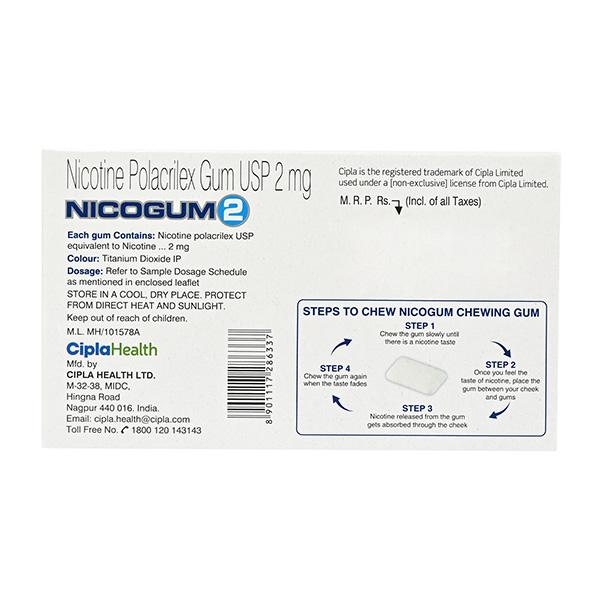 NICOGUM FRESHMINT SUGAR FREE 2 Gum 12's - Global Surgicals