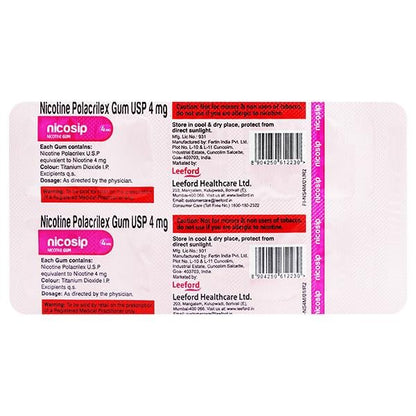 NICOSIP 4 MG SUGAR FREE MINT FLAVOUR Gum 10's - Global Surgicals
