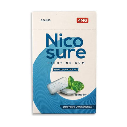 NICOSURE 4MG SUGAR FREE SPEARMINT FLAVOUR Gum 8's - Global Surgicals