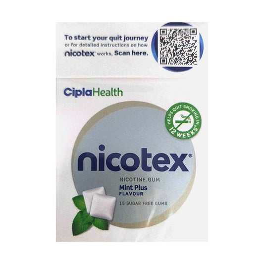 NICOTEX 4MG SUGAR FREE MINT PLUS FLAVOUR Gum 15's - Global Surgicals