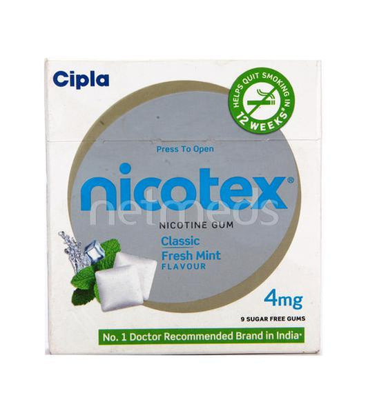 Nicotex Classic Fresh Mint Flavour 4mg Chew Gum Tablet 9'S - Global Surgicals