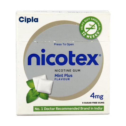 Nicotex Mint Plus Flavour 4mg Chew Gum Tablet 9'S - Global Surgicals