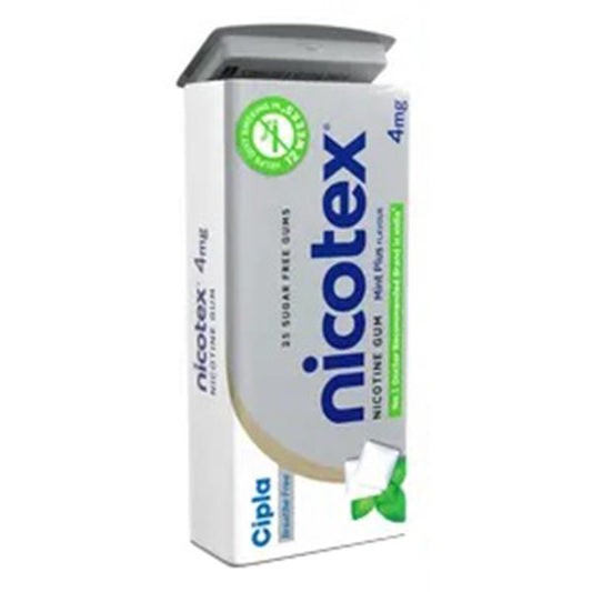 Nicotex Mint Plus Flavour 4mg Sugar Free Chew Gum Tablet 25'S - Global Surgicals