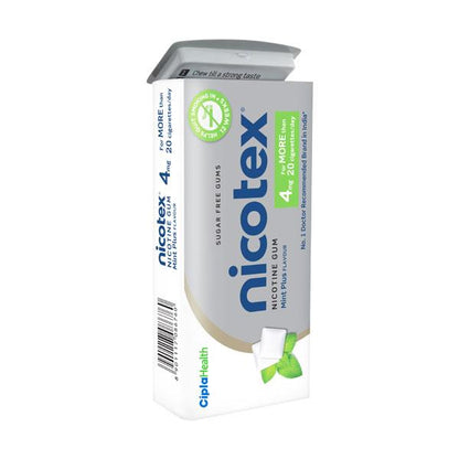 NICOTEX MINT PLUS FLAVOUR SUGAR FREE GUMS 4mg Tablet 29's - Global Surgicals